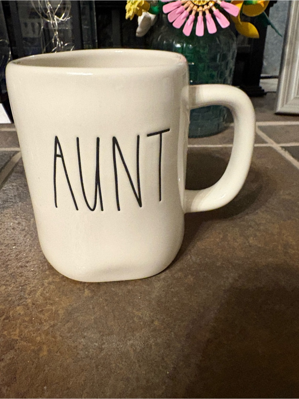 Rae Dunn White Mug with Black 'AUNT' Lettering